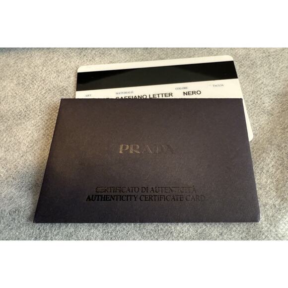 Prada Saffiano Leather Letter Continental Flap Wallet Black Authentic Card Incl - Picture 13 of 15